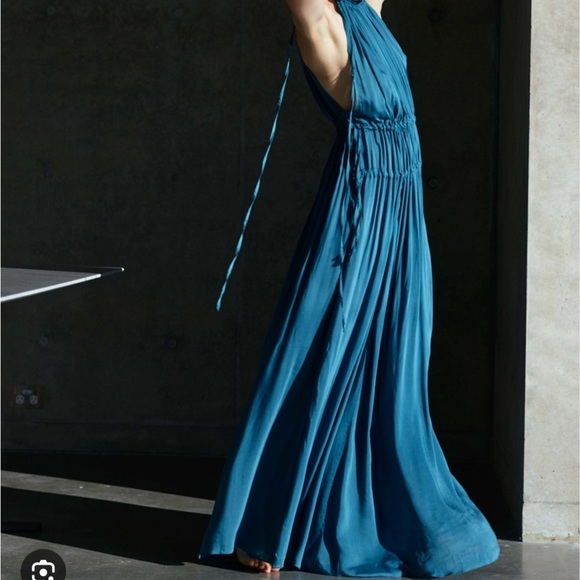 BONDI BORN Resplendent Gathered crinkled satin-twill maxi dress Derwent Small S - Picture 4 of 8